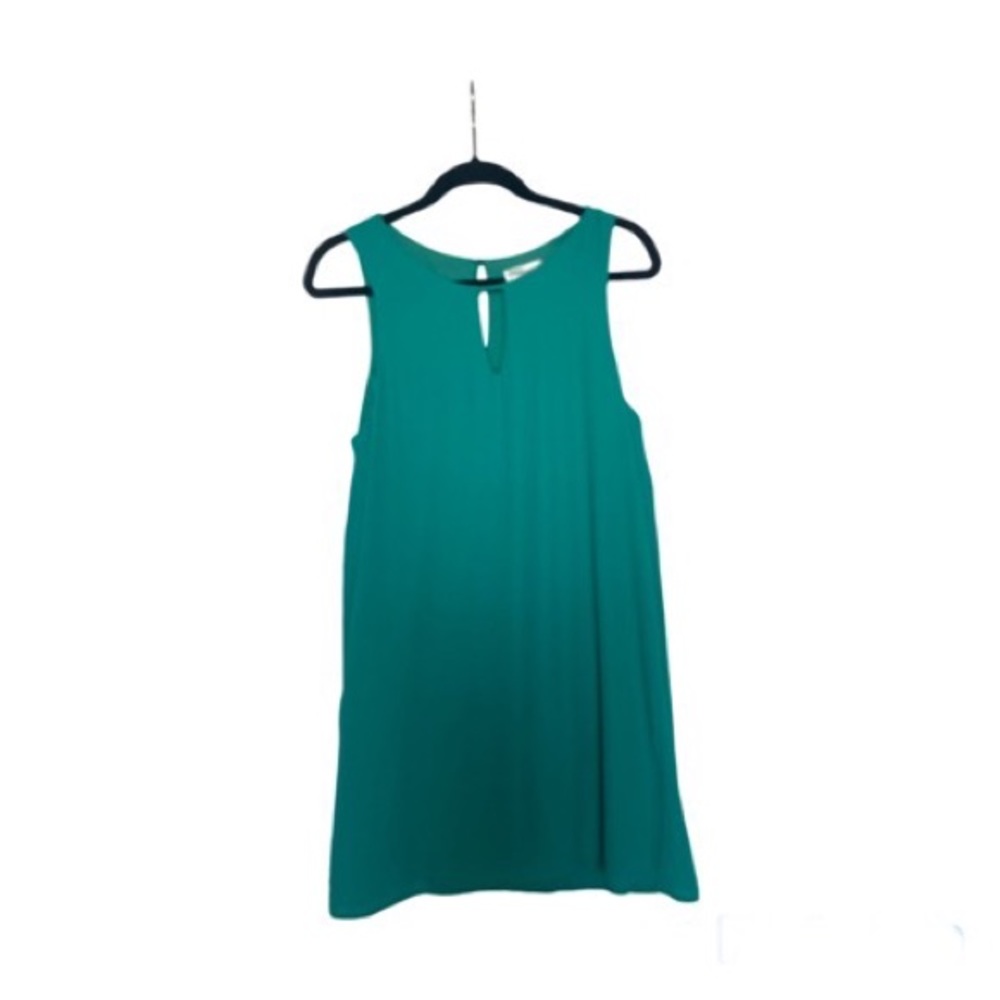 Everly SzM lightweight Teal Green mini dress with keyhole neckline